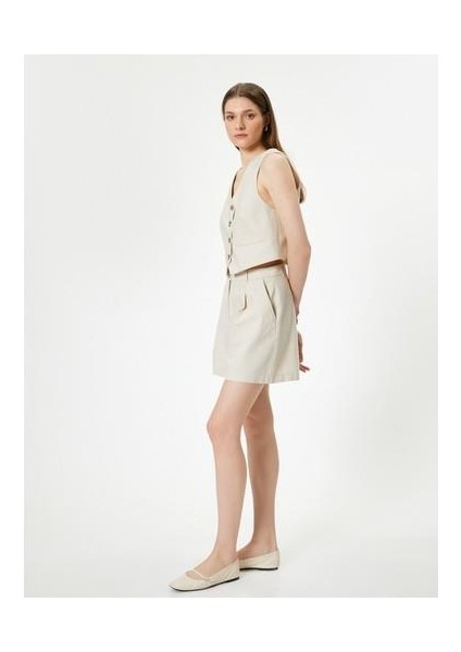 Keten Şort Astarlı Cepli Pens Detaylı fiyatları