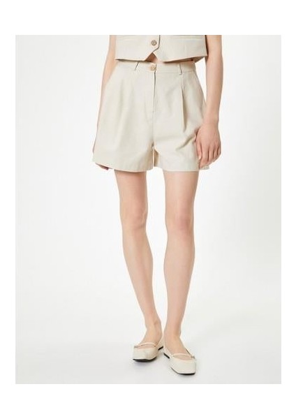 Keten Şort Astarlı Cepli Pens Detaylı modelleri