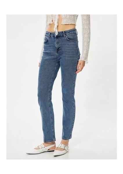 5WAL40021MD Mıd Orta Indıgo Kadın Pamuk Denim Pantolon modelleri