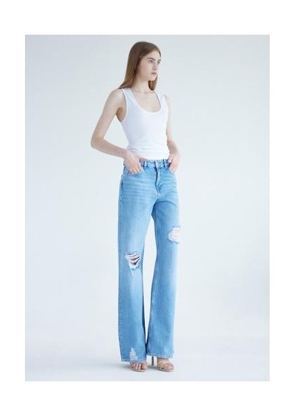 Kadın Malibu Açık Mavi Yırtıklı Street Jean Pantolon 1010152-83664