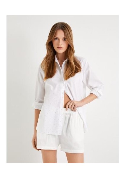 Taşlı Gömlek Pamuklu Uzun Kollu