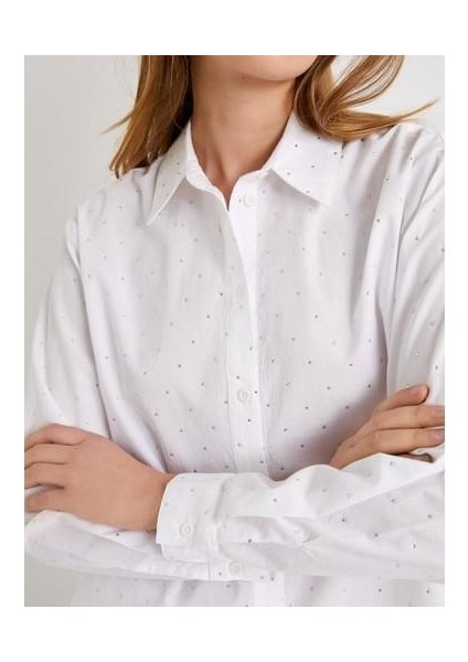 Taşlı Gömlek Pamuklu Uzun Kollu modelleri