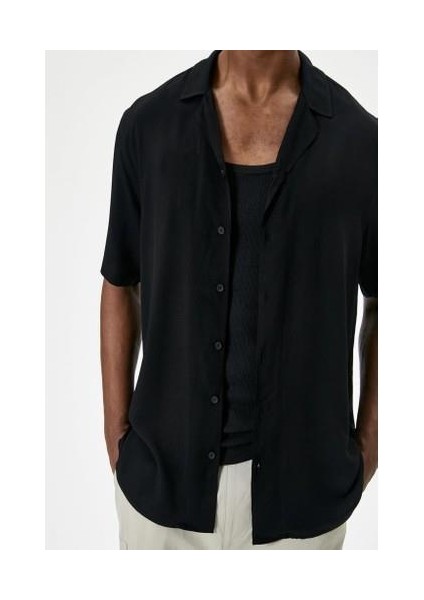 Yazlık Gömlek Kısa Kollu Devrik Yaka Düğmeli Viskon Kumaş modelleri