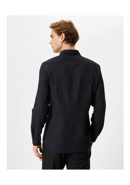 Slim Fit Gömlek Yarım Italyan Yaka Uzun Kollu fiyatları