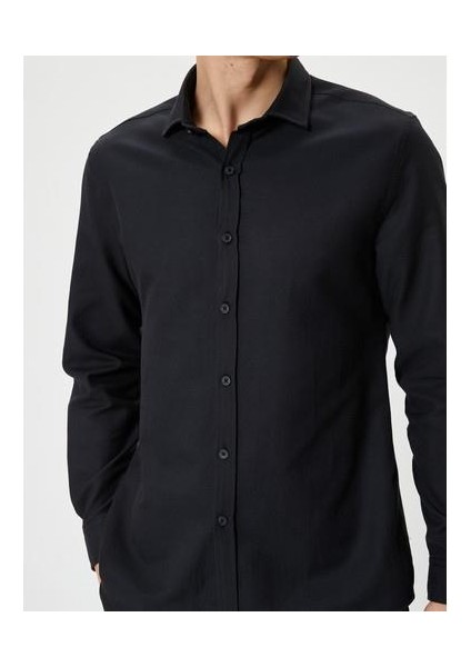 Slim Fit Gömlek Yarım Italyan Yaka Uzun Kollu modelleri