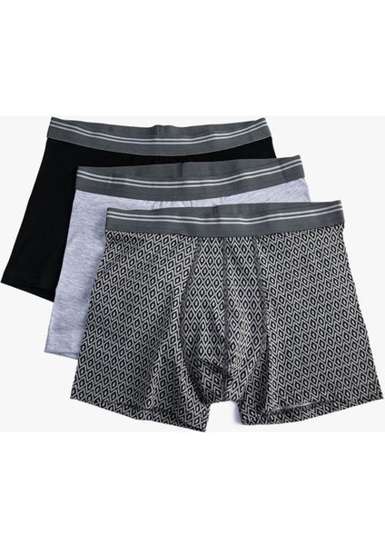 3'lü Boxer Seti Geometrik Detaylı Beli Lastikli fiyatları