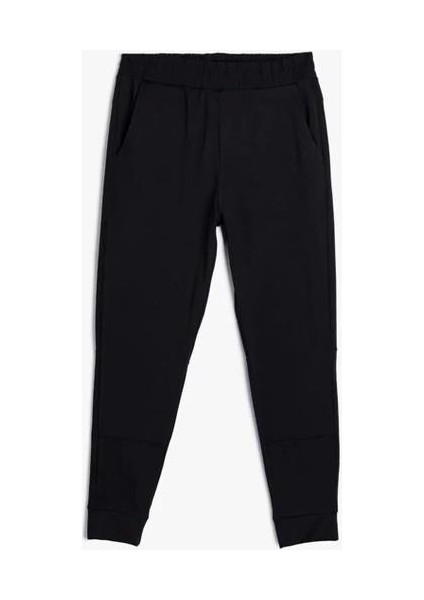 Spor Eşofman Altı Jogger Beli Lastikli Cep Detaylı - Koton - 5WAM40028NK - Siyah - Xxl