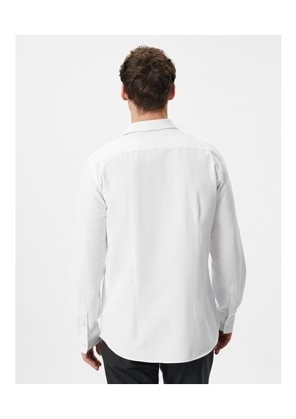 Slim Fit Gömlek Yarım Italyan Yaka Düğmeli Dokulu fiyatları