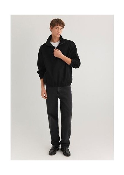 Yarı Fermuarlı Antrasit Denim Sweatshirt 0211137-900