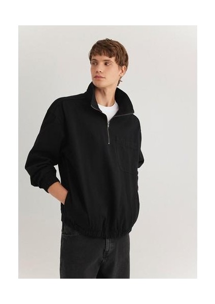 Yarı Fermuarlı Antrasit Denim Sweatshirt 0211137-900