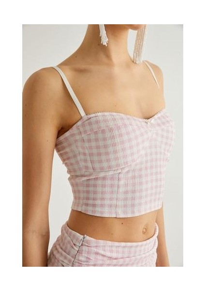 Ince Askılı Crop Üst Kalp Yaka indirimleri