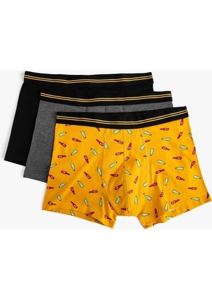 3'lü Boxer Seti Baskılı Çok Renkli