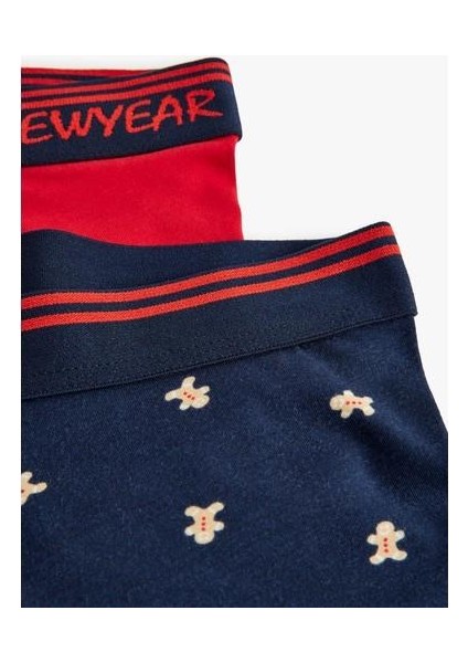 Skinny Fit Yılbaşı Temalı Antibakteriyel Pamuklu 2'li Boxer Seti fırsatları