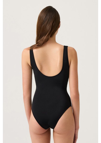 Siyah U Yaka Spor Mayo Sporty One Piece indirimleri