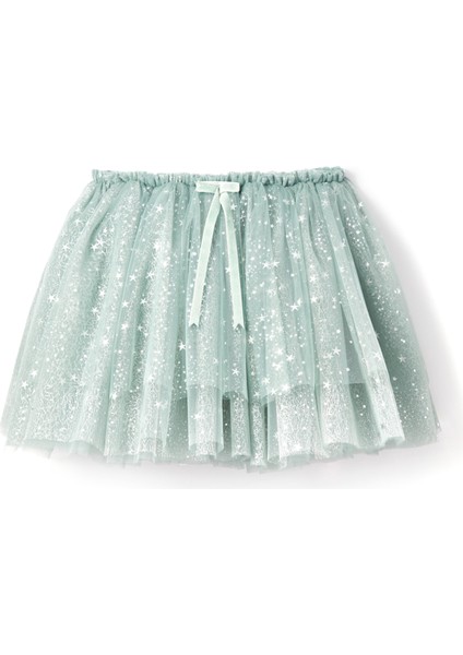Minty Stardust Yeşil Pileli Kız Çocuk Etek