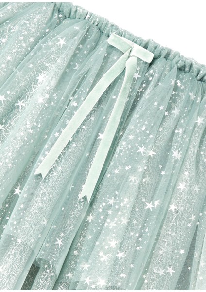 Minty Stardust Yeşil Pileli Kız Çocuk Etek
