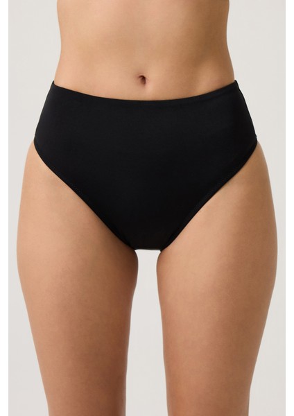 Siyah Yüksek Bel Bikini Altı Sporty Bottom