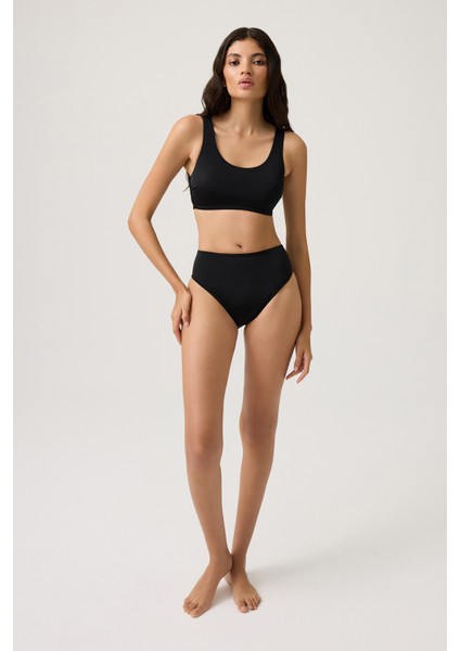 Siyah Yüksek Bel Bikini Altı Sporty Bottom indirimleri