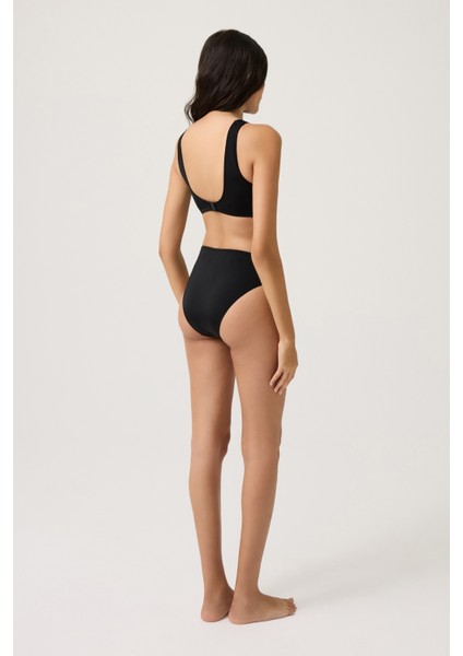 Siyah Yüksek Bel Bikini Altı Sporty Bottom