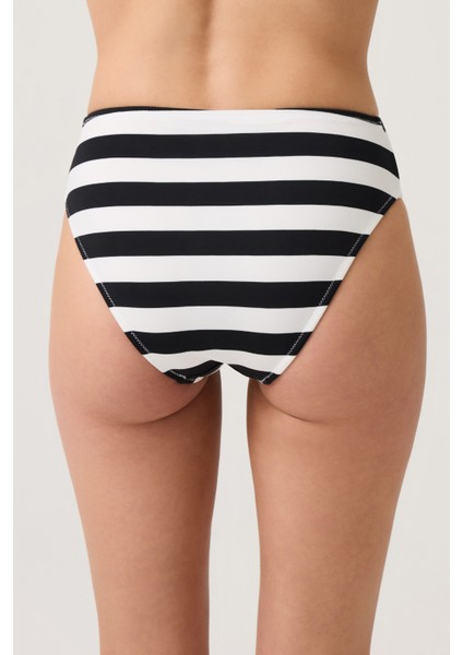 Siyah-Beyaz Çizgili Yüksek Bel Bikini Altı Sporty Bottom fiyatları