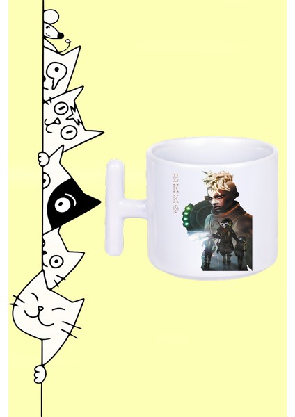 Ekko Karakter Arcane Tasarım Baskılı Beyaz T Sap Kupa Bardak