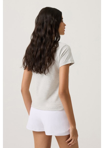Gri Düz Kesim Tişört Regular T-Shirt modelleri