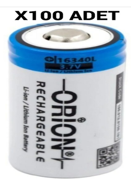 100 Adet 16340 3.7V 850 Mah Li-Ion Pil (CR123A Lityum Şarjlı Pil)