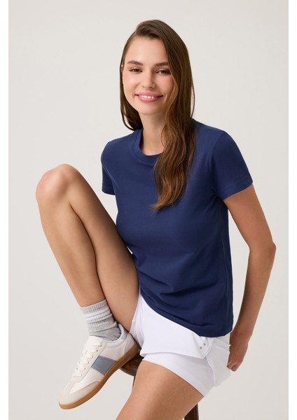 Lacivert Düz Kesim Tişört Regular T-Shirt modelleri
