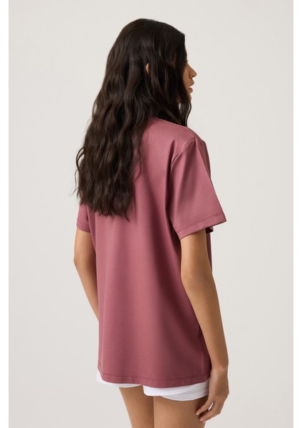x Melodi Bordo Oversize Geniş Kalıp Tişört Boyfriend T-Shirt modelleri
