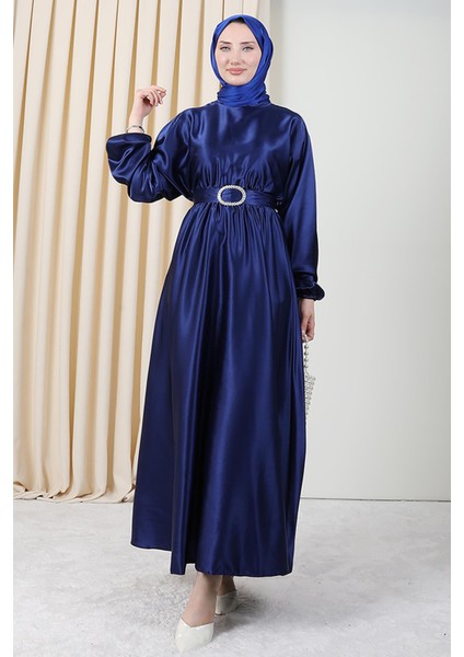 Zincir Motif Kuşaklı Elbise Lacivert fiyatları