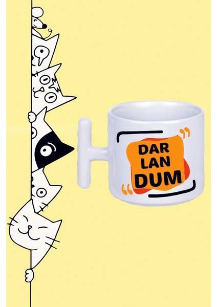 Darlandum Şive Agız Trabzon Moddo Tasarım Baskılı Beyaz T Sap Kupa Bardak