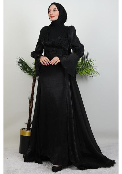 Kolu Volanlı Yoryo Elbise Siyah modelleri