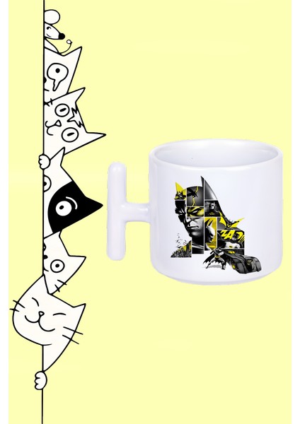 Süper Kahraman Batman Karakter Tasarım Baskılı Beyaz T Sap Kupa Bardak