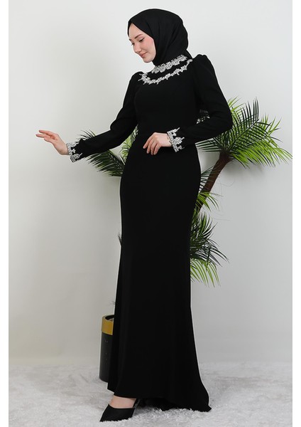 Çiçek Taşlı Elbise Siyah fiyatları