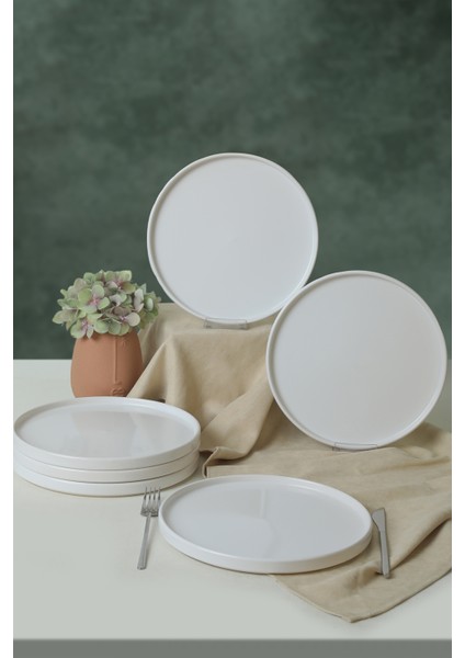 Beyaz Stackable Servis Tabağı 27 cm 6 Adet 006