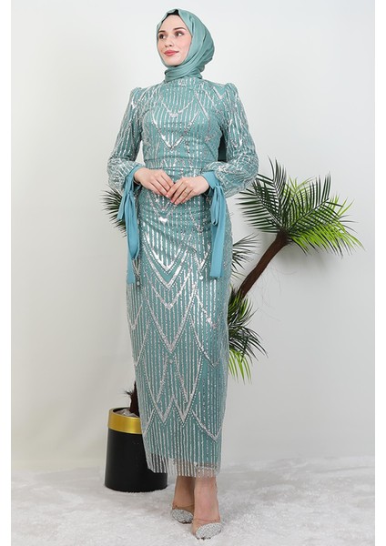 Sevil Simli Elbise Mint modelleri