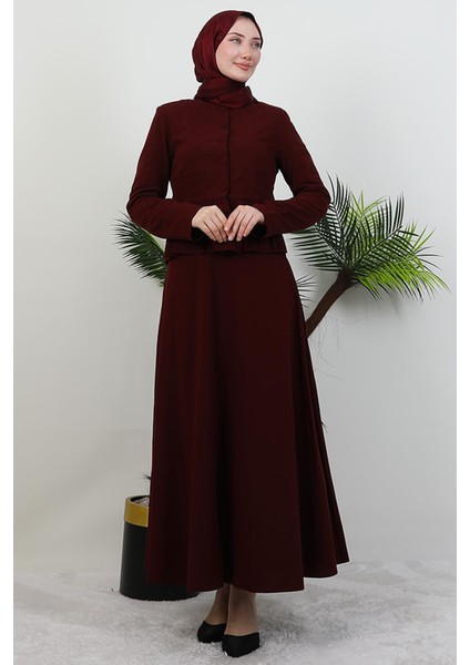 Belden Fırfırlı Takım Bordo modelleri