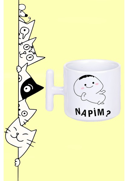 Napim ? Moddo Tasarım Baskılı Beyaz T Sap Kupa Bardak