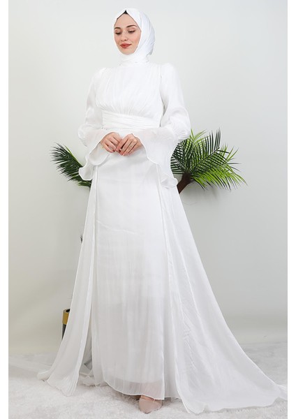 Kolu Volanlı Yoryo Elbise Beyaz fırsatları