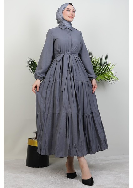 Evren Düğmeli Elbise Gri modelleri