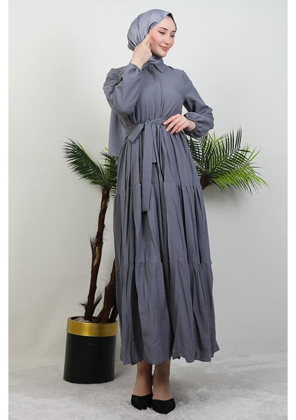 Evren Düğmeli Elbise Gri fırsatları