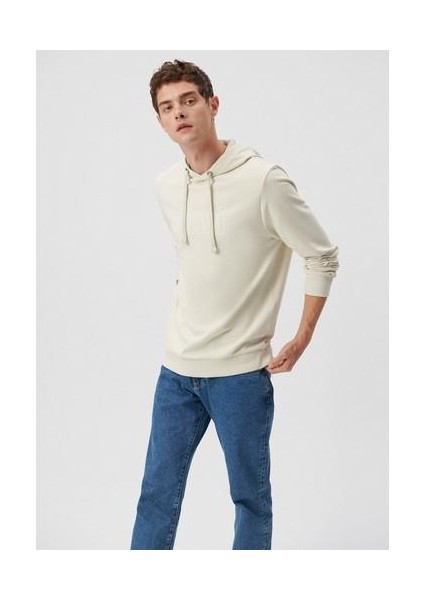 Erkek Mavi Logo Baskılı Kapüşonlu Bej Sweatshirt 065606-70134 fiyatları