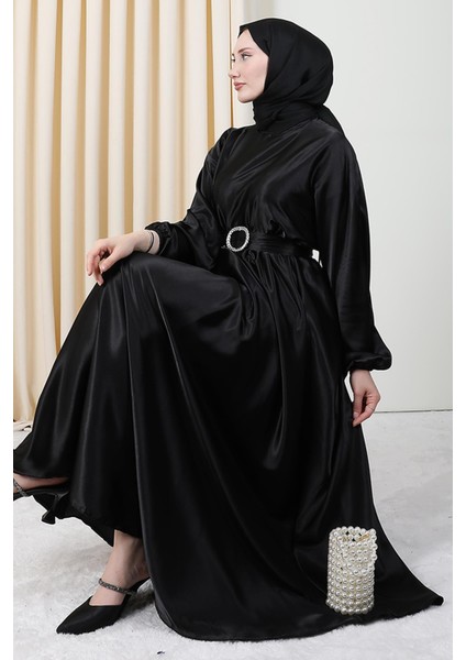 Zincir Motif Kuşaklı Elbise Siyah fiyatları