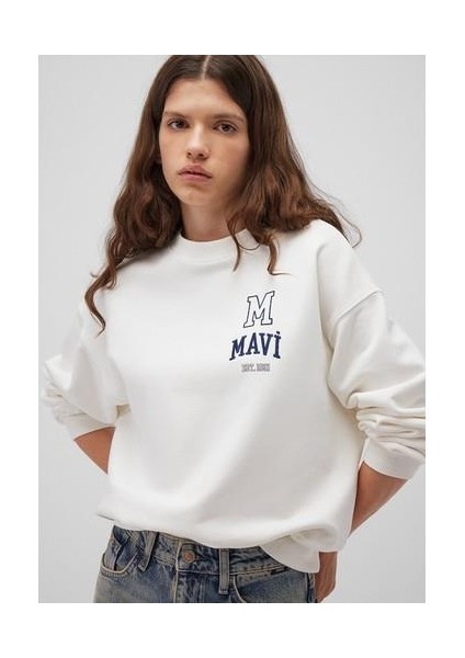 Logo Baskılı Beyaz Sweatshirt 1S10148-70069