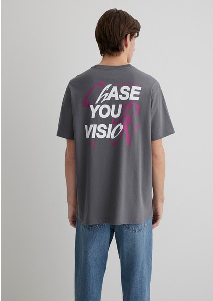 Chase Your Vision Baskılı Antrasit Tişört 0612721-70096 indirimleri