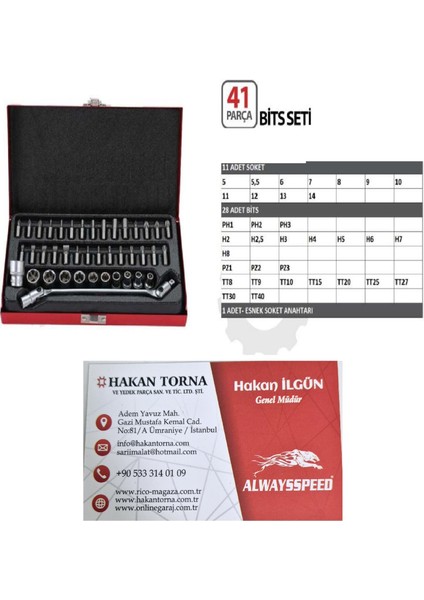 -Arm- 1/4 Lokma Takımı Seti Bits Uç Seti 41 Parça