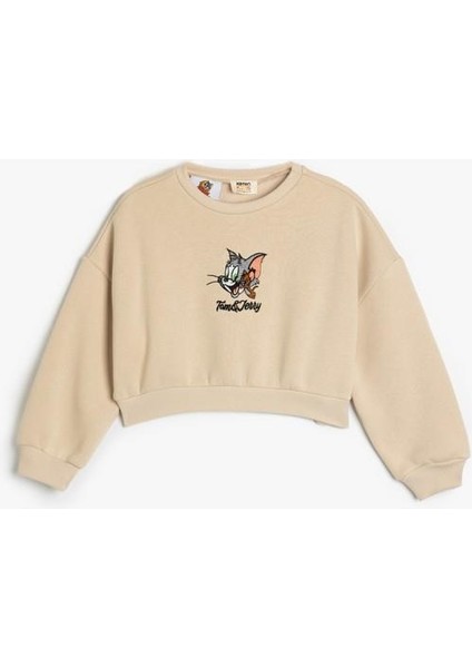 Tom ve Jerry Sweat Lisanslı Bisiklet Yaka Uzun Kollu
