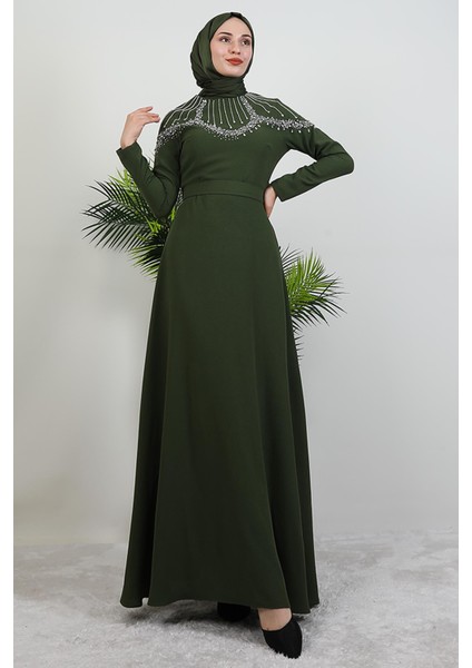 Nisan Taşlı Elbise Haki