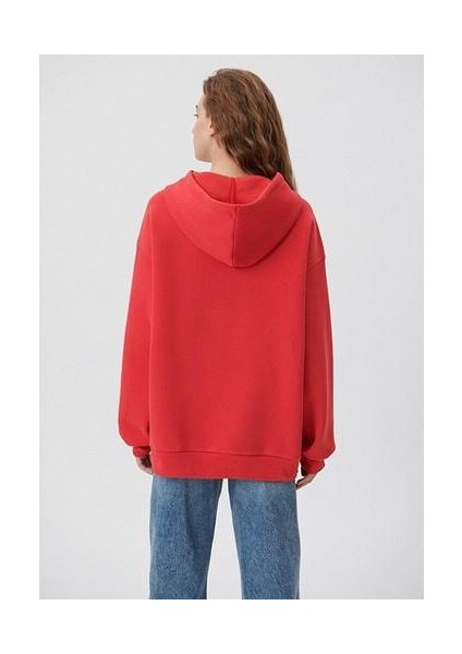 Mavi Logo Baskılı Kapüşonlu Kırmızı Sweatshirt 1600361-82054