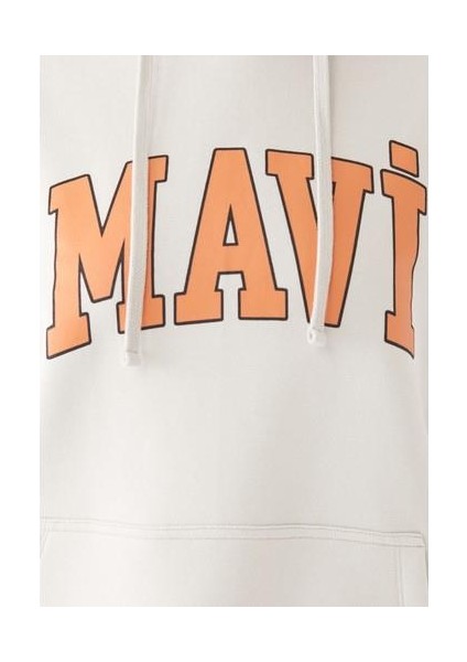 Mavi Logo Baskılı Kapüşonlu Kahverengi Sweatshirt 1600361-70222